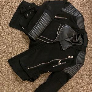 Leather suede jacket, for a night out.